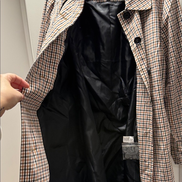 Talbots Checkered Plaid Trench Coat in Brown and Black - Picture 7 of 7